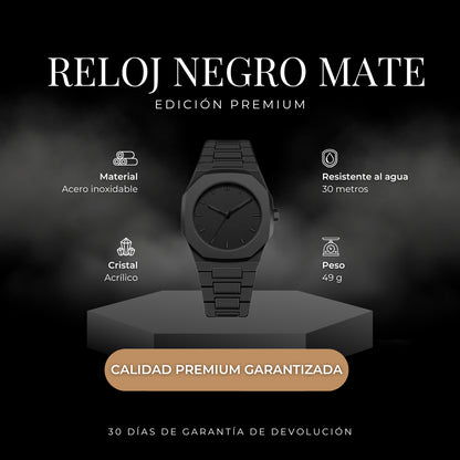 Reloj Octagonal Negro Mate