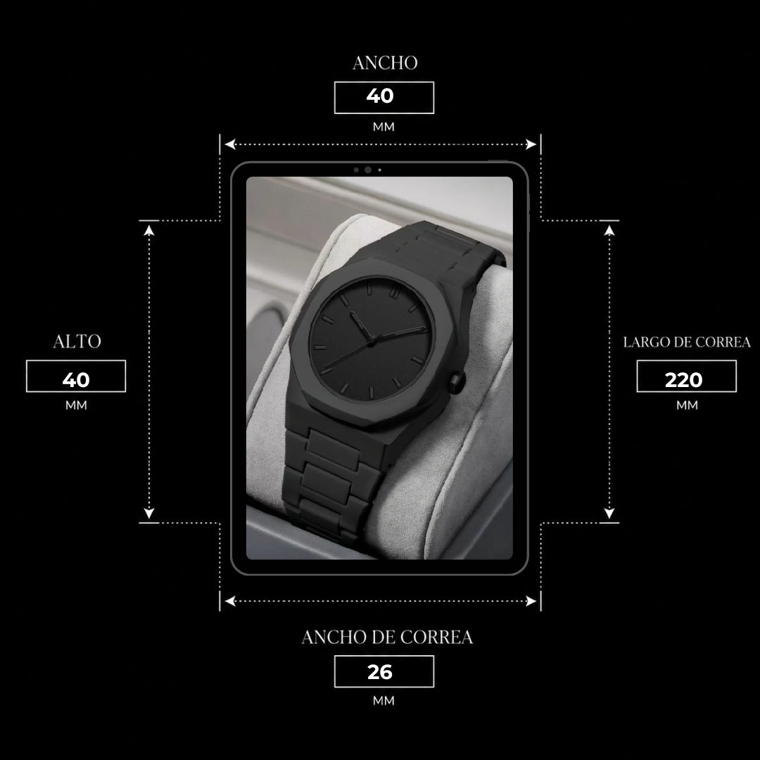 Reloj Octagonal Negro Mate