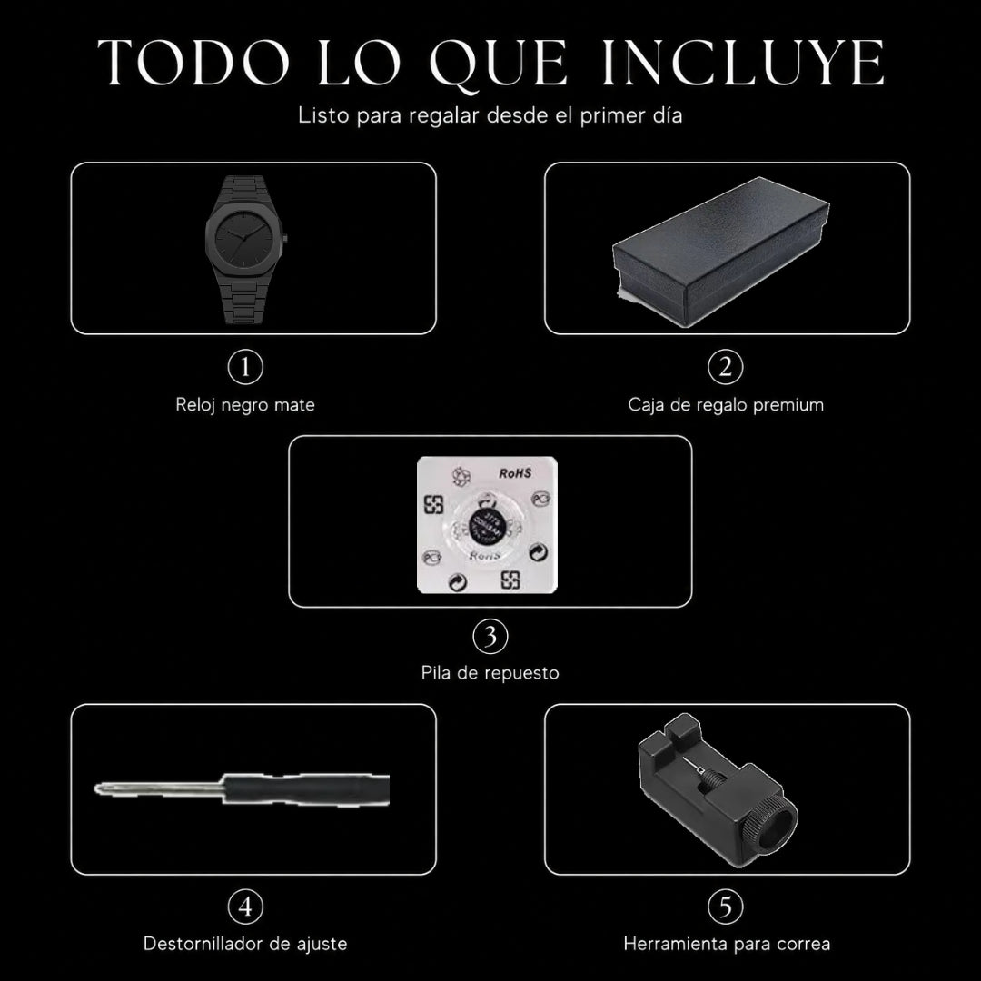 Reloj Octagonal Negro Mate