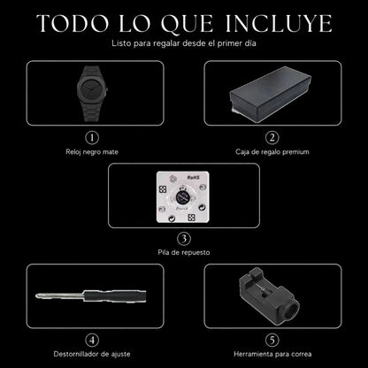 Reloj Octagonal Negro Mate