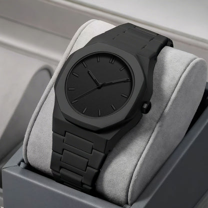 Reloj Octagonal Negro Mate
